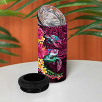 Hawaiian Plumeria and Hibiscus with Turtles 4 in 1 Can Cooler Tumbler Polynesian Art Red Color LT03 - Polynesian Pride
