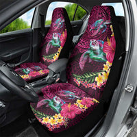 Hawaiian Plumeria and Hibiscus with Turtles Car Seat Cover Polynesian Art Red Color LT03 - Polynesian Pride