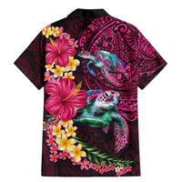 Hawaiian Plumeria and Hibiscus with Turtles Family Matching Mermaid Dress and Hawaiian Shirt Polynesian Art Red Color LT03 - Polynesian Pride