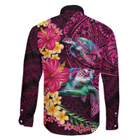 Hawaiian Plumeria and Hibiscus with Turtles Family Matching Puletasi and Hawaiian Shirt Polynesian Art Red Color LT03 - Polynesian Pride