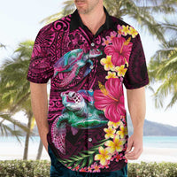 Hawaiian Plumeria and Hibiscus with Turtles Hawaiian Shirt Polynesian Art Red Color LT03 - Polynesian Pride