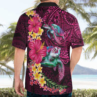 Hawaiian Plumeria and Hibiscus with Turtles Hawaiian Shirt Polynesian Art Red Color LT03 - Polynesian Pride