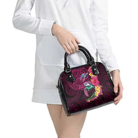 Hawaiian Plumeria and Hibiscus with Turtles Shoulder Handbag Polynesian Art Red Color - Polynesian Pride