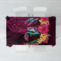Hawaiian Plumeria and Hibiscus with Turtles Tablecloth Polynesian Art Red Color - Polynesian Pride
