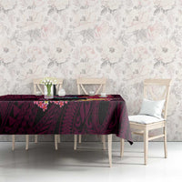 Hawaiian Plumeria and Hibiscus with Turtles Tablecloth Polynesian Art Red Color - Polynesian Pride
