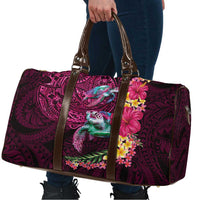 Hawaiian Plumeria and Hibiscus with Turtles Travel Bag Polynesian Art Red Color LT03 - Polynesian Pride