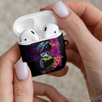 Hawaiian Plumeria and Hibiscus with Turtles AirPods Case Polynesian Art Purple Color LT03 - Polynesian Pride