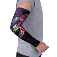 Hawaiian Plumeria and Hibiscus with Turtles Arm Sleeves Polynesian Art Purple Color LT03 - Polynesian Pride