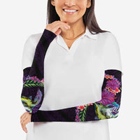 Hawaiian Plumeria and Hibiscus with Turtles Arm Sleeves Polynesian Art Purple Color LT03 - Polynesian Pride