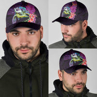 Hawaiian Plumeria and Hibiscus with Turtles Classic Cap Polynesian Art Purple Color - Polynesian Pride