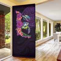 Hawaiian Plumeria and Hibiscus with Turtles Door Cover Polynesian Art Purple Color LT03 - Polynesian Pride