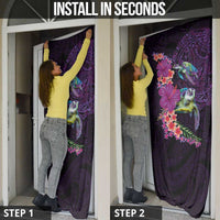 Hawaiian Plumeria and Hibiscus with Turtles Door Cover Polynesian Art Purple Color LT03 - Polynesian Pride