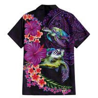 Hawaiian Plumeria and Hibiscus with Turtles Family Matching Mermaid Dress and Hawaiian Shirt Polynesian Art Purple Color LT03 - Polynesian Pride