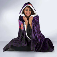 Hawaiian Plumeria and Hibiscus with Turtles Hooded Blanket Polynesian Art Purple Color LT03 - Polynesian Pride