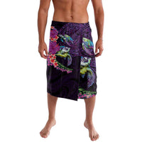 Hawaiian Plumeria and Hibiscus with Turtles Lavalava Polynesian Art Purple Color - Polynesian Pride