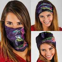 Hawaiian Plumeria and Hibiscus with Turtles Neck Gaiter Polynesian Art Purple Color LT03 - Polynesian Pride