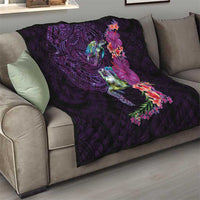 Hawaiian Plumeria and Hibiscus with Turtles Quilt Polynesian Art Purple Color LT03 - Polynesian Pride