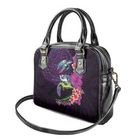 Hawaiian Plumeria and Hibiscus with Turtles Shoulder Handbag Polynesian Art Purple Color LT03 - Polynesian Pride