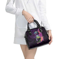Hawaiian Plumeria and Hibiscus with Turtles Shoulder Handbag Polynesian Art Purple Color LT03 - Polynesian Pride