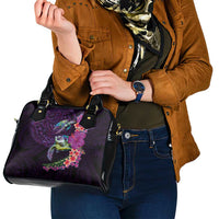 Hawaiian Plumeria and Hibiscus with Turtles Shoulder Handbag Polynesian Art Purple Color LT03 - Polynesian Pride
