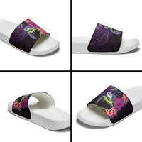 Hawaiian Plumeria and Hibiscus with Turtles Slide Sandals Polynesian Art Purple Color LT03 - Polynesian Pride