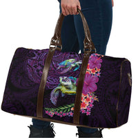 Hawaiian Plumeria and Hibiscus with Turtles Travel Bag Polynesian Art Purple Color LT03 - Polynesian Pride