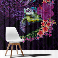 Hawaiian Plumeria and Hibiscus with Turtles Window Curtain Polynesian Art Purple Color LT03 - Polynesian Pride