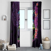 Hawaiian Plumeria and Hibiscus with Turtles Window Curtain Polynesian Art Purple Color LT03 - Polynesian Pride