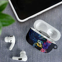 Hawaiian Plumeria and Hibiscus with Turtles AirPods Case Polynesian Art Dark Cyan Color LT03 - Polynesian Pride