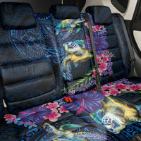 Hawaiian Plumeria and Hibiscus with Turtles Back Car Seat Cover Polynesian Art Dark Cyan Color LT03 - Polynesian Pride