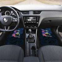 Hawaiian Plumeria and Hibiscus with Turtles Car Mats Polynesian Art Dark Cyan Color LT03 Set 2pcs - Front Dark Cyan - Polynesian Pride