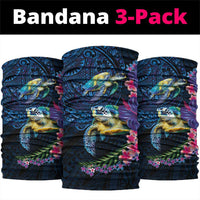 Hawaiian Plumeria and Hibiscus with Turtles Neck Gaiter Polynesian Art Dark Cyan Color LT03 package One Size: 25*50cm Dark Cyan - Polynesian Pride