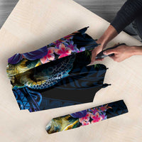 Hawaiian Plumeria and Hibiscus with Turtles Umbrella Polynesian Art Dark Cyan Color LT03 - Polynesian Pride