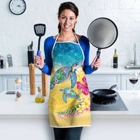 Hawaiian Tropical Plants Turtles Apron Watercolor Style - Polynesian Pride