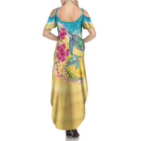 Hawaiian Tropical Plants Turtles Family Matching Summer Maxi Dress and Hawaiian Shirt Watercolor Style LT03 - Polynesian Pride