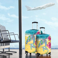 Hawaiian Tropical Plants Turtles Luggage Cover Watercolor Style - Polynesian Pride