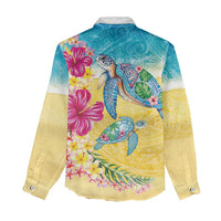 Hawaiian Tropical Plants Turtles Women Casual Shirt Watercolor Style - Polynesian Pride