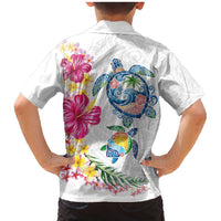 Hawaiian Abstract Art Turtles Family Matching Mermaid Dress and Hawaiian Shirt with Plumeria and Hibiscus LT03 - Polynesian Pride