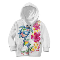 Hawaiian Abstract Art Turtles Kid Hoodie with Plumeria and Hibiscus - Polynesian Pride
