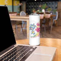Hawaiian Abstract Art Turtles Skinny Tumbler with Plumeria and Hibiscus LT03 - Polynesian Pride