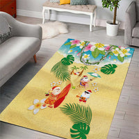 Hawaiian Mele Kalikimaka Area Rug Tropical Plumeria and Lei Funny Santa Beach LT03 - Polynesian Pride