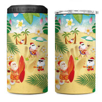Hawaiian Mele Kalikimaka 4 in 1 Can Cooler Tumbler Tropical Plumeria and Lei Funny Santa Beach LT03 One Size: 16 oz Multicolor - Polynesian Pride
