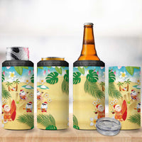 Hawaiian Mele Kalikimaka 4 in 1 Can Cooler Tumbler Tropical Plumeria and Lei Funny Santa Beach LT03 - Polynesian Pride
