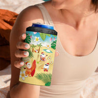Hawaiian Mele Kalikimaka 4 in 1 Can Cooler Tumbler Tropical Plumeria and Lei Funny Santa Beach LT03 - Polynesian Pride