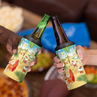 Hawaiian Mele Kalikimaka 4 in 1 Can Cooler Tumbler Tropical Plumeria and Lei Funny Santa Beach LT03 - Polynesian Pride