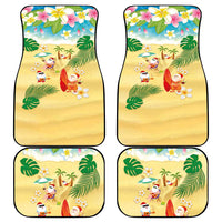 Hawaiian Mele Kalikimaka Car Mats Tropical Plumeria and Lei Funny Santa Beach LT03 - Polynesian Pride
