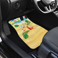 Hawaiian Mele Kalikimaka Car Mats Tropical Plumeria and Lei Funny Santa Beach LT03 - Polynesian Pride