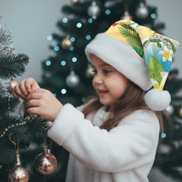 Hawaiian Mele Kalikimaka Christmas Santa Hat Funny Santa Claus on Beach with Tropical Plants and Lei LT03 - Polynesian Pride