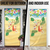 Hawaiian Mele Kalikimaka Door Cover Tropical Plumeria and Lei Funny Santa Beach LT03 - Polynesian Pride