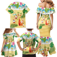 Hawaiian Mele Kalikimaka Family Matching Mermaid Dress and Hawaiian Shirt Tropical Plumeria and Lei Funny Santa Beach LT03 - Polynesian Pride